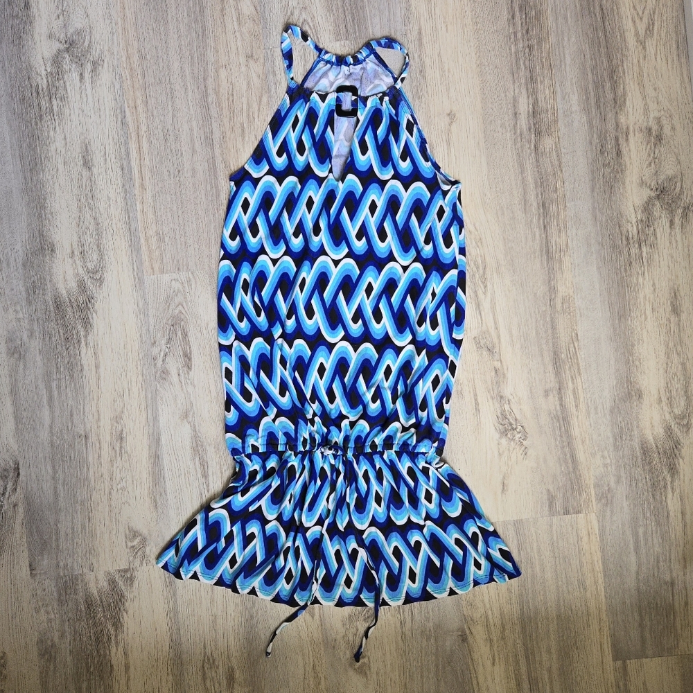 ( Truna Turk ) Geometric Print Halter Mini Dress